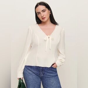 Reformation Vivia Top in Cream / Ivory